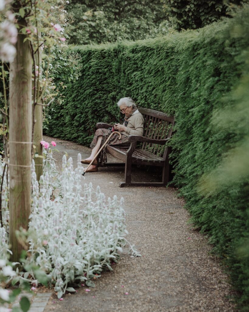 resident on garden bench