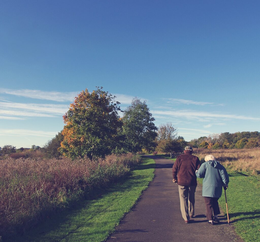 resident couple walking