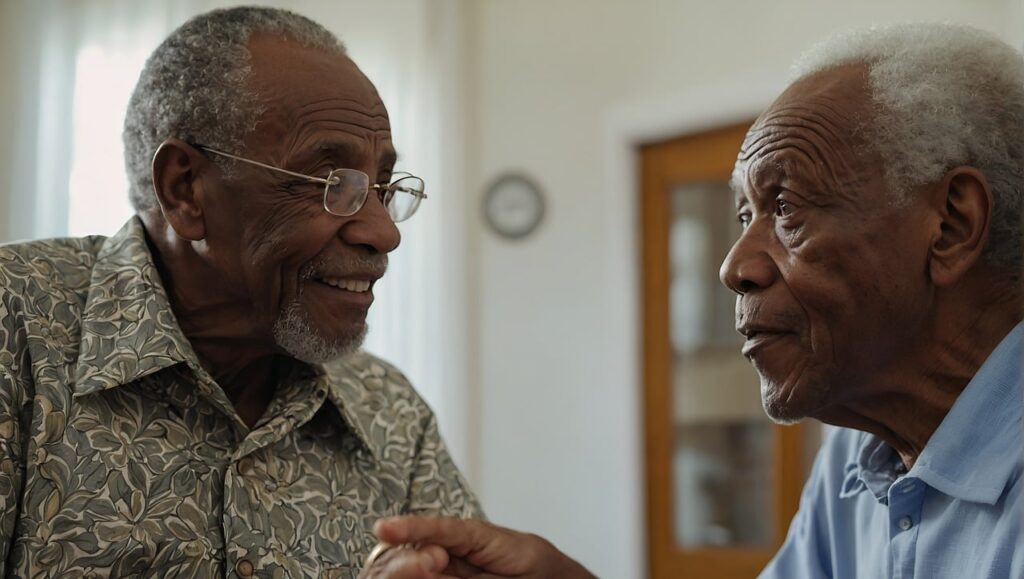 dementia patient with family member