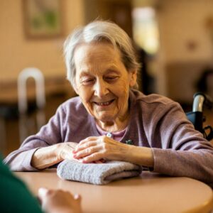 A resident with sensory toy