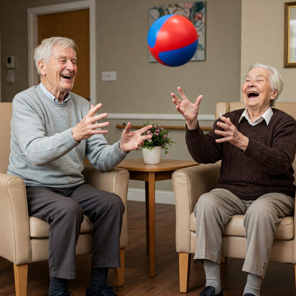 Residents playing with a ball