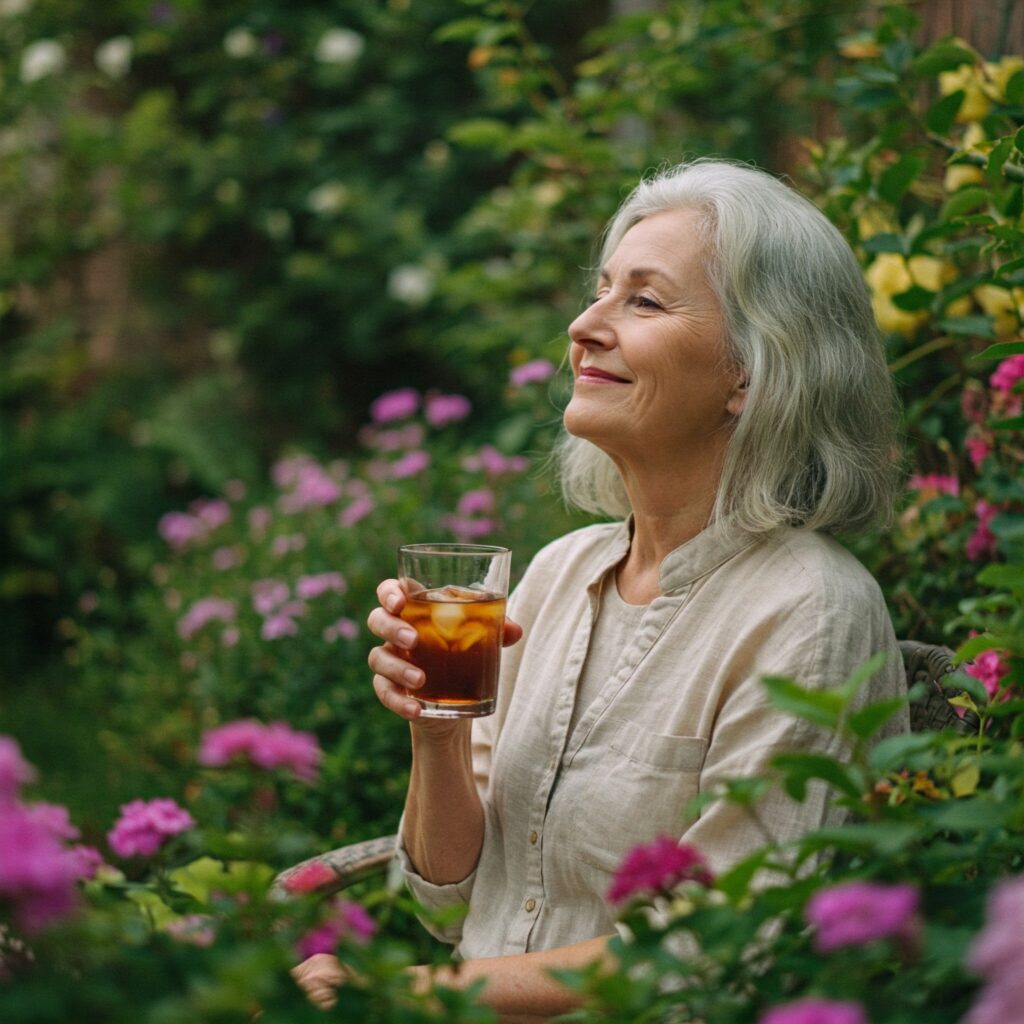 Carer relaxing in the garden