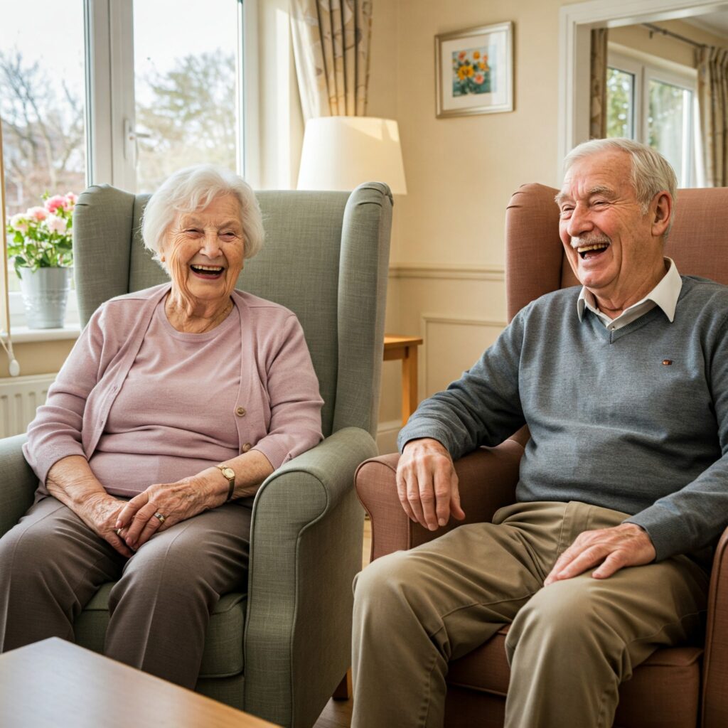 Residents laughing together