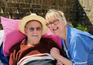 lunch outside care home garden